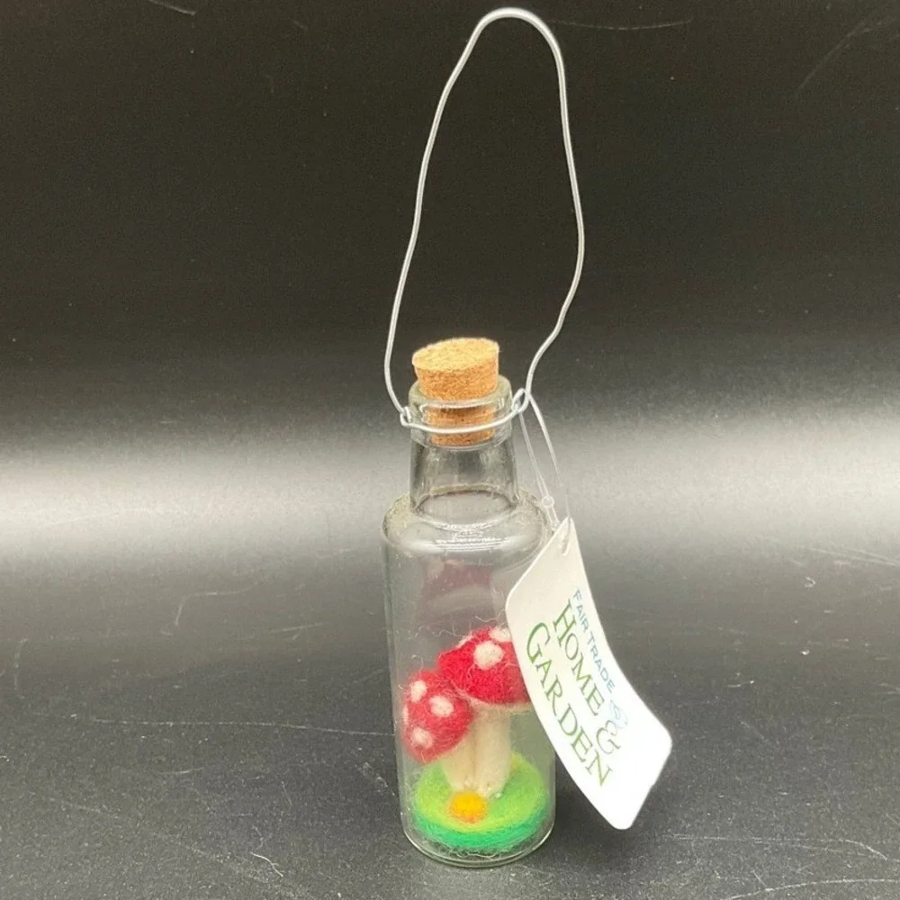Handmade Felt Mushroom Fairy Bottle Ornament 4